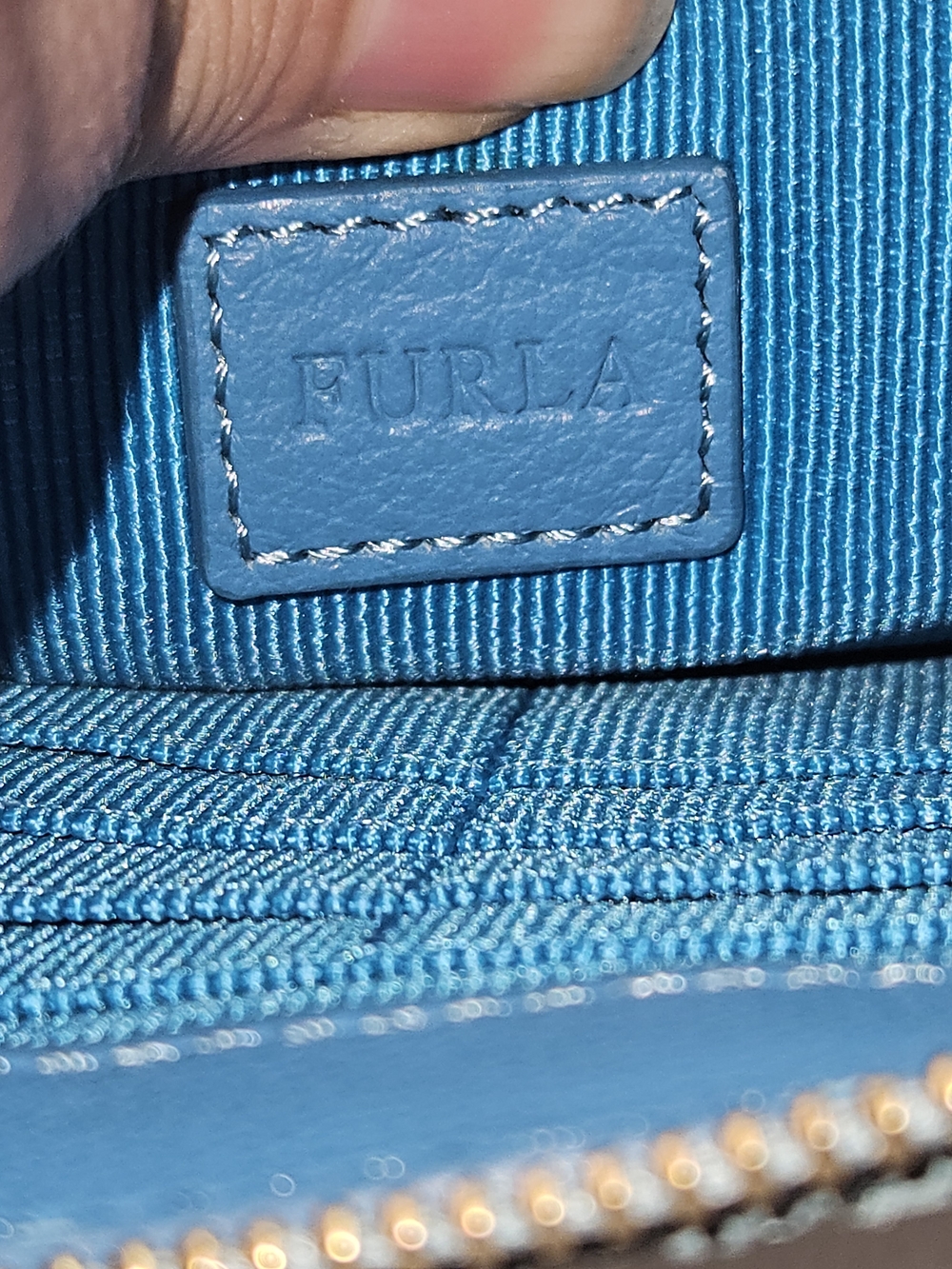 Like New FURLA Teal Blue Glitter Wristlet Clutch - Picture 13 of 15